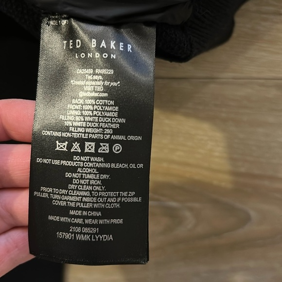 Ted Baker Lydia Combo Puffer Vest Jacket Black Size 4 - Picture 7 of 7